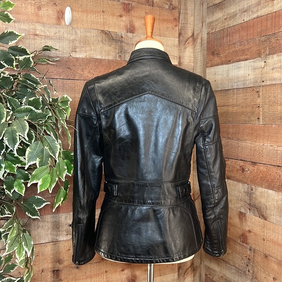TAURUS Black Canadian Genuine Leather Quilted Liner Zippers Moto Coat - Picture 6 of 16
